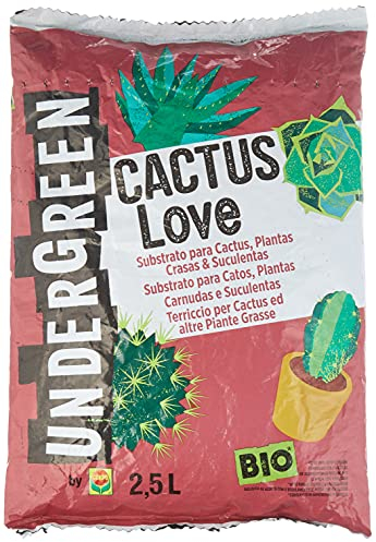 Undergreen CACTUS Love, Terriccio per Cactus e altre Piante Grasse da appartamento o balcone, Consentito in agricoltura biologica, 2,5 l