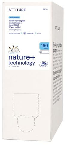 ATTITUDE Liquid Laundry Detergent, EWG Verified Laundry Soap, HE Compatible, Vegan and Plant Based Products, Wildflowers, Bulk Refill, 160 Loads, 4 Litres
