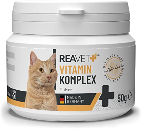 ReaVET Vitamin Komplex Katze 50g – Natürliches Multivitamin Pulver mit B-Vitaminen – Unterstützt Immunsystem & Vitalität, Ideal als Barf Zusatz