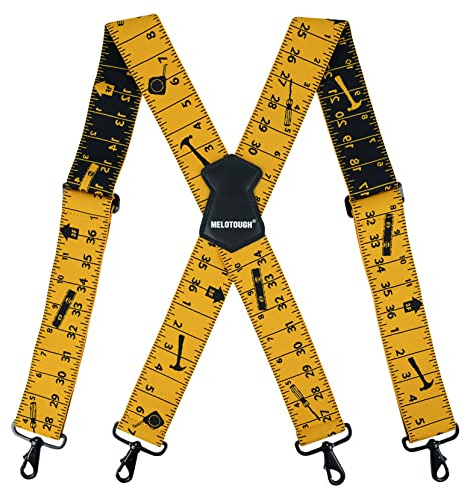 MELOTOUGH Tirantes para hombre de 1.5/2 pulgadas de ancho, tirantes elásticos en X con ganchos a presión, Regla amarilla, 2 inch