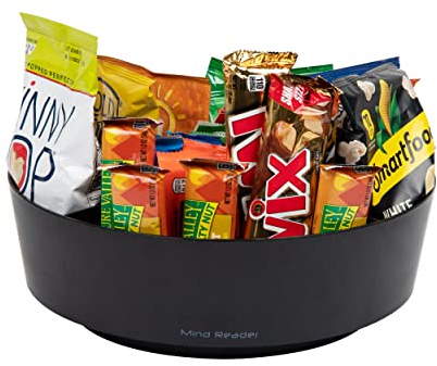 Mind Reader Snack Carousel, Countertop Organizer, Snack Tray, Condiment Holder, Breakroom, Kitchen, 12L x 12W x 4H, Black