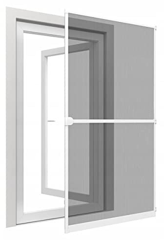 Fly Screen Door with Frame, Aluminium Frame 100 x 215 cm | White Insect Protection Door, Screen Balcony Door with Fibreglass Mesh | Door Against Insects and Mosquito Screen with Self-Assembly Kit