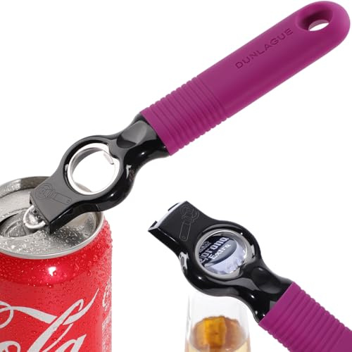 DUNLAGUE 2-Pack Magnetic Beer Bottle Opener & Soda Can Opener, 2-in-1 Bottle Opener and Can Tab Opener Tool for Bartender, Long Nails, Arthritis, Seniors, Silicone Handle with Build in Magnet - Rosy