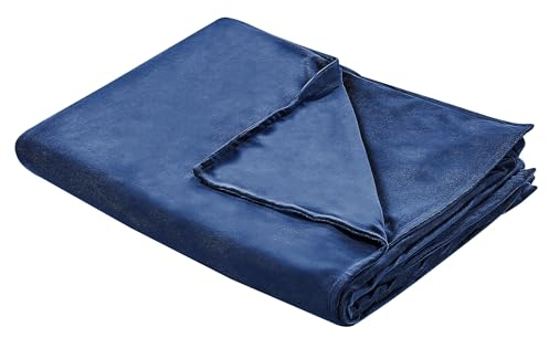 Beliani Bezug für Gewichtsdecken Minky-Stoff 135 x 200 cm Marine blau flauschig Rhea