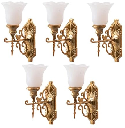 Wensmy 5PCS Dollhouse LED Wall Sconces 1: 87 Scale Wall Lamp Simulation Miniature Furnitures Mini Dollhouse Miniature Decoration for DIY Dollhouse Living Room