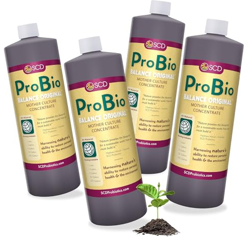 ProBio Balance Original - Make 20X More Farm & Garden Soil Conditioner, Super Concentrate of Effective Beneficial Microorganisms, OMRI-Listed for Organic Farms Gardens – 1 Liter (4 Pack)