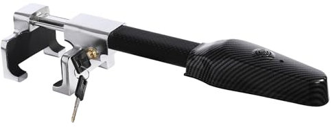 Cepo de volante con alarma 130 dB, bloqueo de volante para coche, bloqueo de volante con 2 llaves, inmovilizador para coche, furgoneta, camión, SUV, negro