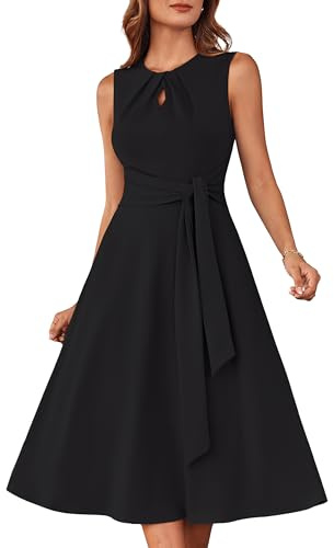 GRACE KARIN Women's Occasion Dress Formal Work Office midi Dresses Crew Neck Sleeveless Party Dresses Black XXL