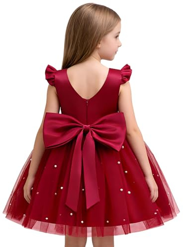 TTYAOVO Flower Girl Dress Bowknot Pageant Wedding Party Gown Size 6Y(6 Years, 2070 Red)