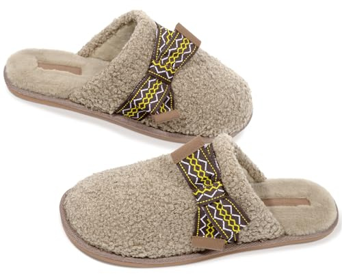 Wostock Chaussons Femme Chaussons Doux en Imitation Cachemire, Confortables et Antidérapants Pantoufle Femme D'hiver à la Mode EU 38-39