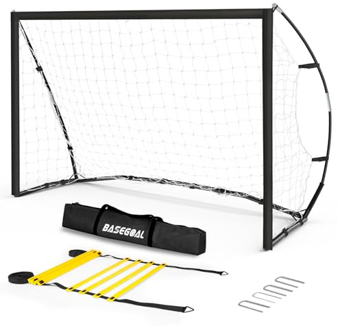 BaseGoal Portería de Fútbol Grande con Escalera de Agilidad, 180x120cm