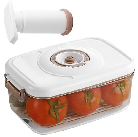 Recipiente hermético al vacío (1,2 L), a prueba de fugas con bomba de mano, lata de vidrio para preparación de alimentos, almacenamiento de almacenamiento