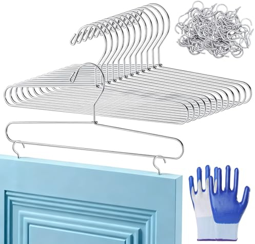 PMMJ 12 Pack Cabinet Door Painting Hanger, 14.57” x 5.24” Door Painting Brackets with 60 Pcs Zinc Plated Metal Screw-in Cup Hooks, Paint Drying Rack for Cabinet Spraying, Art Drying Brackets