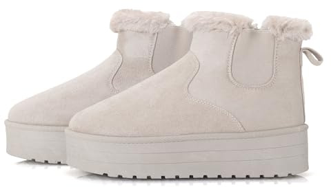 LUNATECH Womens Ankle Boots Winter Boots Warm Faux Fur Lining Slip On Snow Boots Platform Boots For Women Comfort