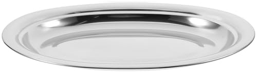 NUOBESTY Plateau de Service Acier Inoxydable Plat Ovale pour Cuisson Vapeur de Poisson et Steak Assiette Simple et Polyvalente pour Maison