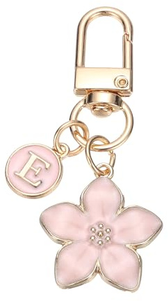 PATIKIL Flower Initial Keychain, Letter Keychain Charm Graceful Flower with Letter for Women Pendant Key