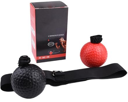 YUKOFE Set di Palline per riflessi da Boxe Fascia Regolabile Attrezzatura da Allenamento Portatile con 2 Palline per Allenamento a casa e Sviluppo di abilità Professionali Materiale PU
