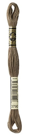 DMC 117-3790 Mouline Stranded Cotton Six Strand Embroidery Floss Thread, Dark Beige Grey, 8.7-Yard
