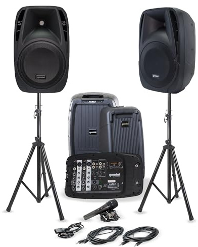 Gemini ES-210MXBLU Système de sonorisation Portable Bluetooth avec Table de mixage Amovible