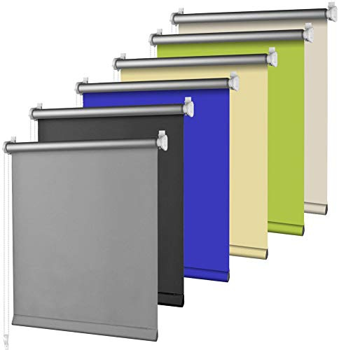 S SIENOC Thermorollo Klemmfix Rollo Verdunkelungsrollo Silberbeschichtung lichtundurchlässig Sichtschutz für Fenster & Türen (Grau, 45x150 cm)