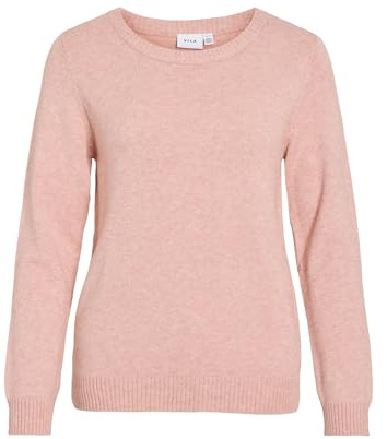 Vila Jersey de Punto para Mujer VIRIL Cuello Redondo, Rosa Misty/Detalle: Melange, S