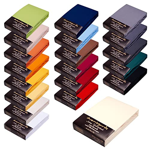 AVANTGARDE Premium Spannbetttuch - 140x200-160x220-40cm Steg - auch für Boxspringbett & Wasserbett - Spannbettlaken sehr Gute ca.170g/m² - Bettlaken 100% Jersey Baumwolle, ÖKO-TEX (02 Natur)