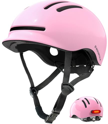 Bike Helmets for Adults Men Women,Mens/Womens/Youth Cool Bicycle Helmet with Magnetic Rear LED Light (Shiny Pink,L)
