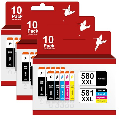 30 realink XXL Druckerpatronen ersetzen Canon PGI-580 CLI-581 XXL mit Chip passend für Canon Pixma TS705 (a), TS6350 (a), TS6351 (a), TS9550, Canon 580 581 XXL