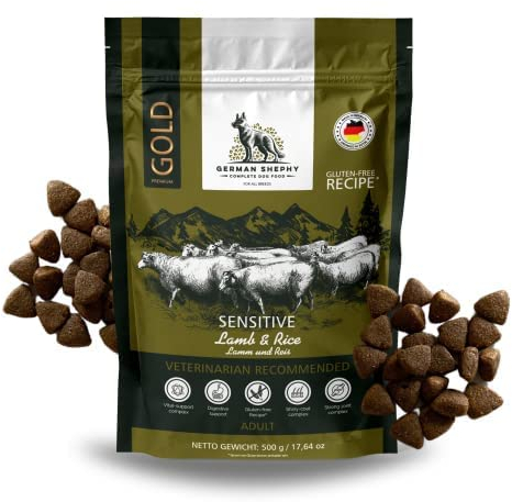 German Shephy | Hypoallergen (500g) | Getreidefreies Hundefutter trocken | Lamm & Reis | Magen schonend für ernährungssensible Hunde | Mit hohem Fleischanteil