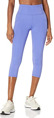 Amazon Essentials Mallas capri de talle alto Active Sculpt para entrenamiento y atletismo con bolsillos (disponibles en tallas grandes) Mujer, Morado, L