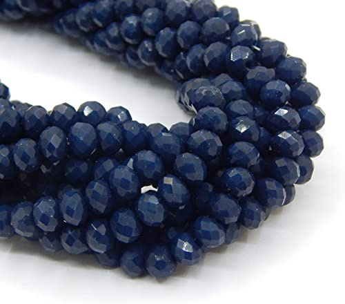 Perlin 120 perle di vetro in cristallo ceco di Boemia, 4 mm, perle ceche CZ, perle sfaccettate a rondelle, perline di vetro, 1 filo (Blu marino opaco)