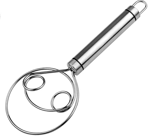 Dänischer Teigbesen - Danish Dough Whisk - Dänischer Teig Schneebesen - Dänischer Schneebesen - Manueller Eierschläger | 21,5 X 8,5 Cm Mit Holzgriff Mixer, For Baking Br Pastry Dessert Pizza Dough