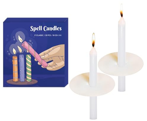 UNICY Paquete de 20 velas cónicas blancas de 5 pulgadas, velas de iglesia a granel con protectores de goteo, candelabros sin aroma para Nochebuena y servicio de luz de velas de Pascua, vigilia,