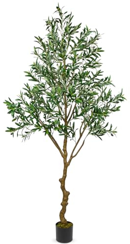 Oairse 210 cm olivo artificial planta artificial plantas artificiales grandes plantas artificiales plantas falsas plantas de plástico en maceta, árbol artificial como real para decoración del hogar