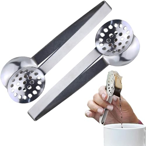 2 Pezzi Spremiagrumi per Bustine di Tè, Pinze per Bustine di Tè, Impugnatura per Filtro per Bustine Tè in Acciaio Inossidabile, per Tè Sciolto Cubetto di Ghiaccio e Zucchero