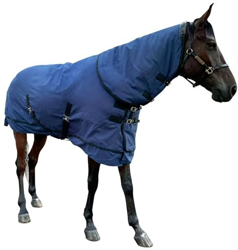 Waterproof Horse Turnout Blanket Horse Winter Blanket Medium Weight Horse Blanket with Detachable Neck Cover Size 78 Navy Blue
