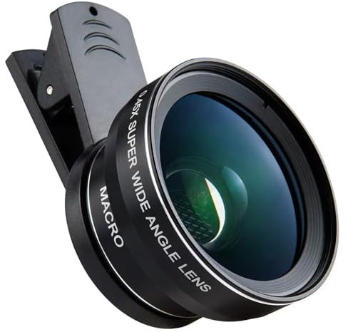 Mobile Phone Camera Lenses 2 en 1, Objetivo telefono movil,Objetivo Macro 12,5X para movil, Objetivo Gran Angular de 0,45x, para iPhone Samsung y la mayoría de los teléfonos Inteligentes
