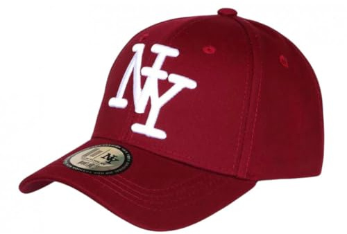 Hip Hop Honour Barnkeps röd vinröd bomull NY Baseball Wazzy 7 till 12 år - storlek: En storlek - färg: Röd - Pojke, Färg: röd, One Size