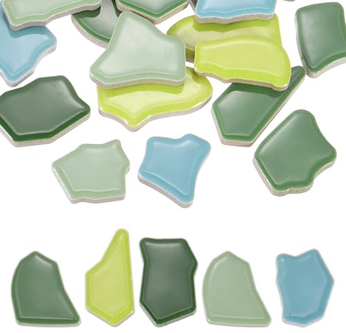 PATIKIL 500g/1.1LB Mosaici In Ceramica Irregolari, 0.79-1.57 Frammenti Di Porcellana Colorata A Mosaico Pietre All'ingrosso Per DIY Creazione Di Vasi Decorazione Per La Casa, Serie Verde