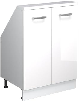 Vicco Dachschrägenschrank Rion, Weiß Hochglanz/Weiß, mit 2 Türen