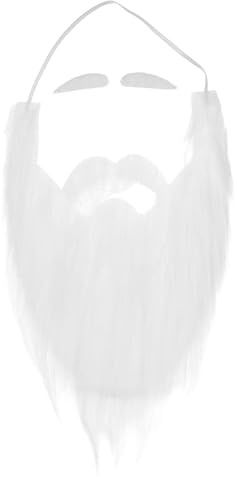 TOYANDONA 1 set falskt vitt skägg: Set med falska skägg och ögonbryn, jultomten mustasch – självhäftande ögonbrynsdesign – jultomten falskt ansiktshår för julfest cosplay tillbehör
