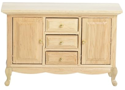 Pocoiau Armoire De Chevet Artisanale 1/12 Meubles Miniatures Maison Poupée avec Tiroir Fonctionnel Décors Scène Chambre Réalistes Meubles Maison Poupée
