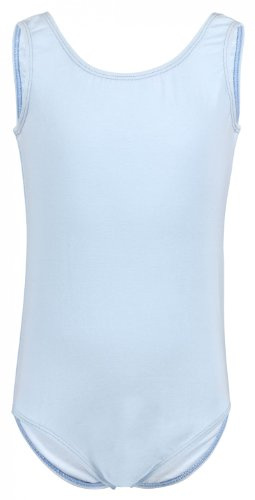 tanzmuster Kinder Ballett Trikot Lissy mit breiten Trägern in hellblau, Größe 140/146