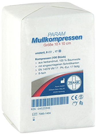 MULLKOMPRESSEN 10x10 cm unsteril 8fach 100 St