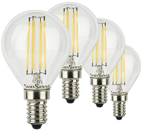 SUNSEED 4x Lampadina E14 Filamento LED 6W Sfera G45 806 Lm Luce Naturale 4000K, 60W Equivalente