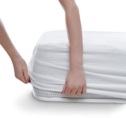 Alreya Wasserdichter Matratzenschoner Atmungsaktiv Schutz mit Rundumbezug 140 cm x 200 cm Matratzenauflage ohne Knistern, Baumwolle Matratzenschutz Weiß