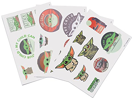 Grupo Erik Gadget Decals Star Wars Baby Yoda - Abziehbild Grogu The Mandalorian Child - wasserdichte und wiederverwendbare Aufkleber, GDGE004, 7 x 5