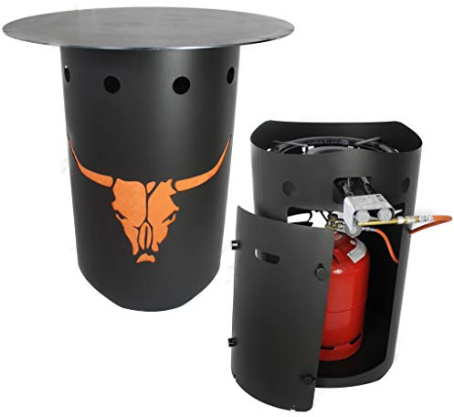 Feuertonne mit Gas Gasbetrieben Feuerschale Feuerplatte Paella Gasbrenner LED (Gasbetriebene Feuertonne #79)