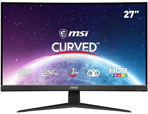 MSI G27C4X Monitor Gaming 27 (VA), 1920x1080 (FHD), 250Hz, 1ms, 1500R - Adaptive Sync, Tecnologia anti-sfarfallio, Riduzione Luce blu, SRGB 113% - 1x DP(1.2a), HDMI (2.0)