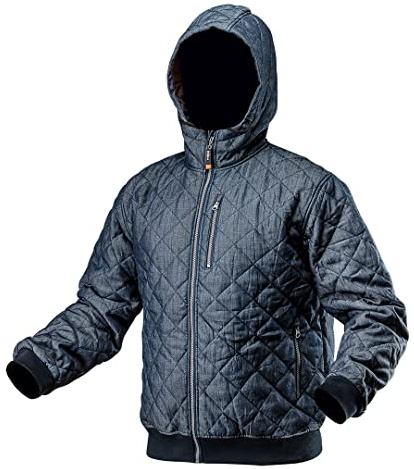 NEO TOOLS Quiltad arbetsjacka, bomull 70 % polyester 30 %, fickor med dragkedja, elastisk ärm- och midjefinish, CE (as3, alpha, one_size, regular, M), Mörkblå, M
